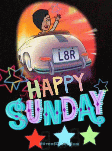 Happy Sunday Cartoon Woman In Car GIF