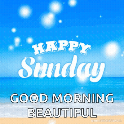 Happy Sunday Good Morning Greeting Card With Beach GIF