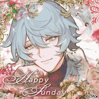 Happy Sunday Greeting Card With Smiling Anime GIF