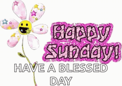 Happy Sunday Greeting With Flower And Smiley Face GIF