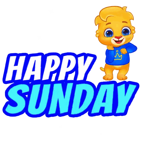 Happy Sunday Sign With Cartoon Cat Sticker