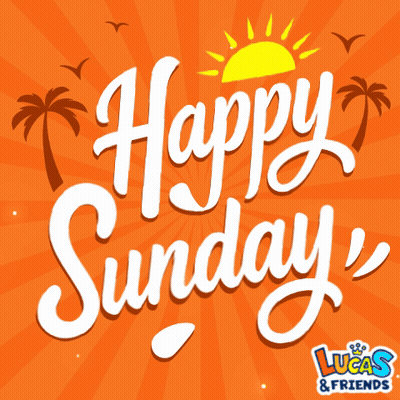 Happy Sunday Sign With Palm Trees And Sun GIF
