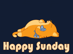 Happy Sunday Sleeping Fat Cartoon Cat  GIF