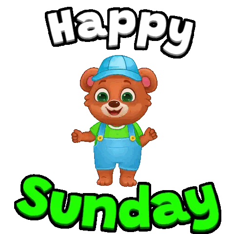 Happy Sunday Teddy Bear Sticker