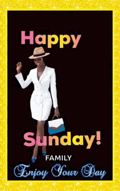 Happy Sunday Woman In White Dress And Hat GIF