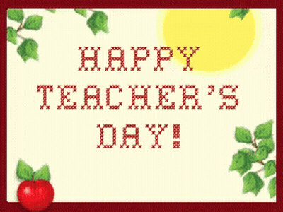 Happy Teacher's Day Card With Apples GIF