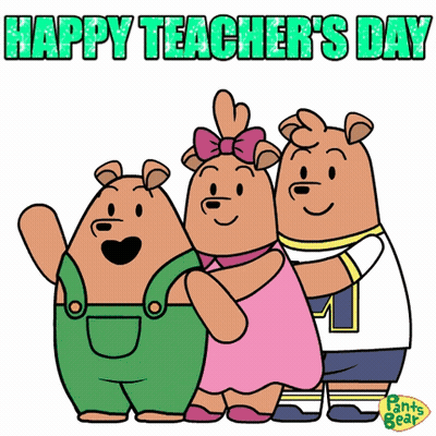 Happy Teacher's Day Greeting With Cartoon Bears GIF