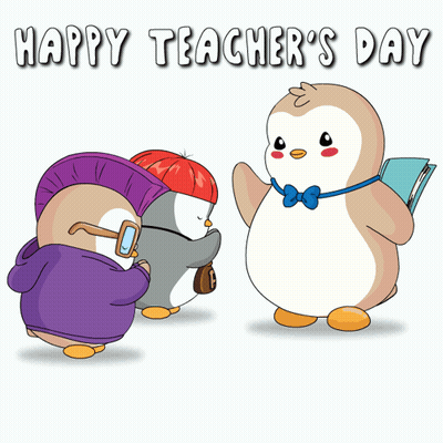 Happy Teacher's Day Penguin Card GIF