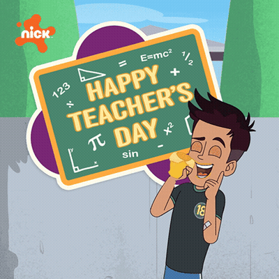 Happy Teachers Day Poster Cartoon Character GIF