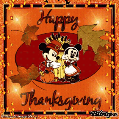 Happy Thanksgiving Card Mickey And Minnie Mouse GIF