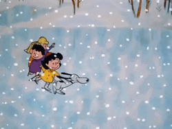 Happy Thanksgiving Charlie Brown Playing Snow GIF
