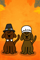 Happy Thanksgiving Dogs Waving Animation GIF