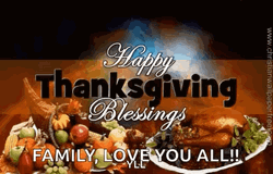 Happy Thanksgiving Family Blessings Autumn Leaves GIF