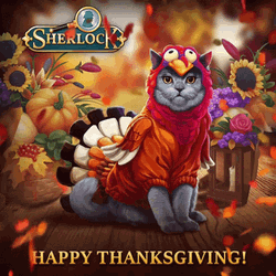 Happy Thanksgiving Funny Sherlock Cat GIF