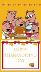 Happy Thanksgiving Pants Bear Family GIF