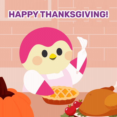 Happy Thanksgiving Penguin Making Pie GIF