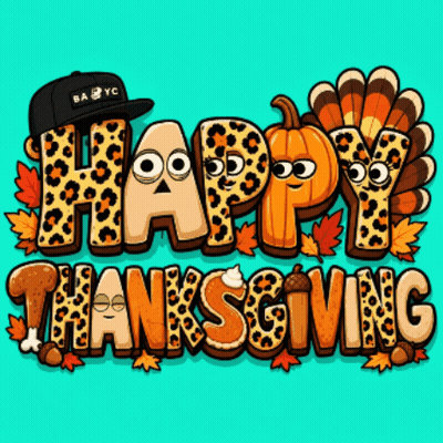 Happy Thanksgiving Sign With Turkey And Pumpkin GIF