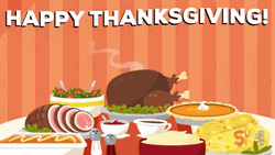 Happy Thanksgiving Sister Black & White Cat GIF