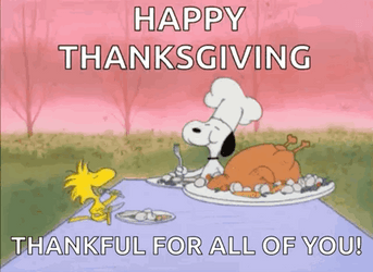 Happy Thanksgiving Snoopy And Woodstock Eating GIF