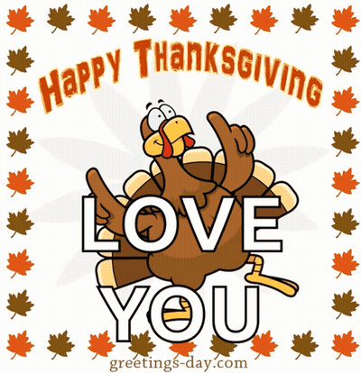 Happy Thanksgiving Turkey Pointing Up GIF