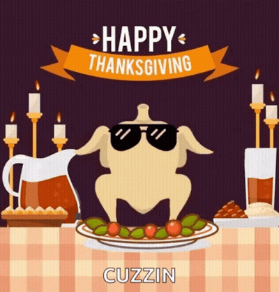 Happy Thanksgiving Turkey Wearing Sunglasses GIF