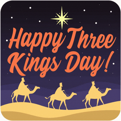 Happy Three Kings Day Poster With Three Wise Men On Camels GIF