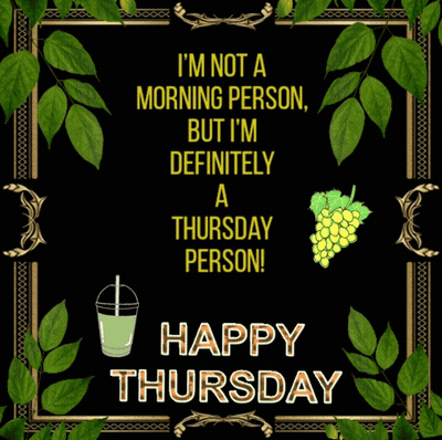 Happy Thursday Card With Smoothie And Grapes GIF
