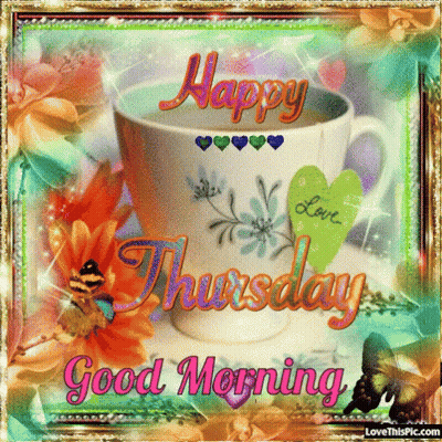 Happy Thursday Good Morning Coffee And Flowers GIF