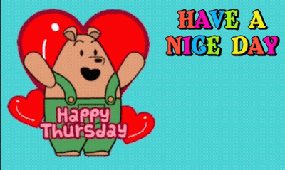 Happy Thursday Greeting Card With Cartoon Bear GIF
