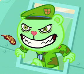 Happy Tree Friends Flippy Angry Butterfly GIF
