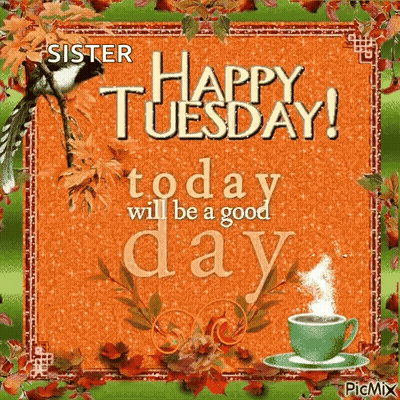 Happy Tuesday Greeting Card With Coffee GIF