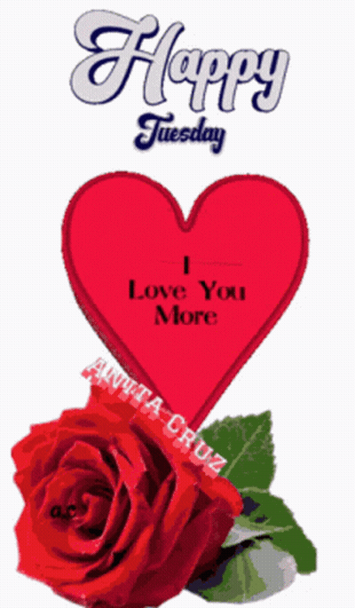 Happy Tuesday Greeting Card With Red Rose