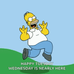 Happy Tuesday Homer Simpson Running
