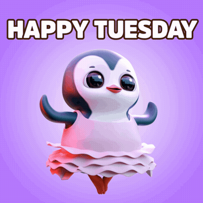 Happy Tuesday Message With Penguin In Tutu GIF