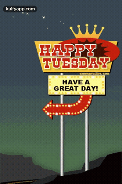 Happy Tuesday Sign With Arrow Pointing Right GIF