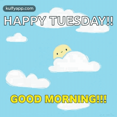 Happy Tuesday Sun Peeking Behind Cloud GIF