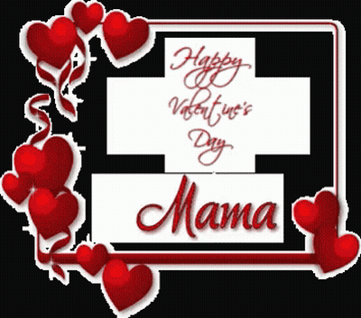 Happy Valentine Day Mama Sign With Red Hearts GIF