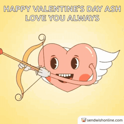Happy Valentine 'S Day Ash Love You Always With A Heart With An Arrow Through It GIF