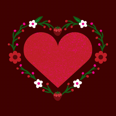 Happy Valentine's Day Card With Heart And Flowers GIF