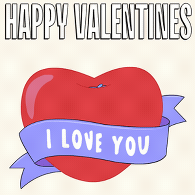 Happy Valentine's Day Card With Heart And Ribbon Saying I Love You GIF