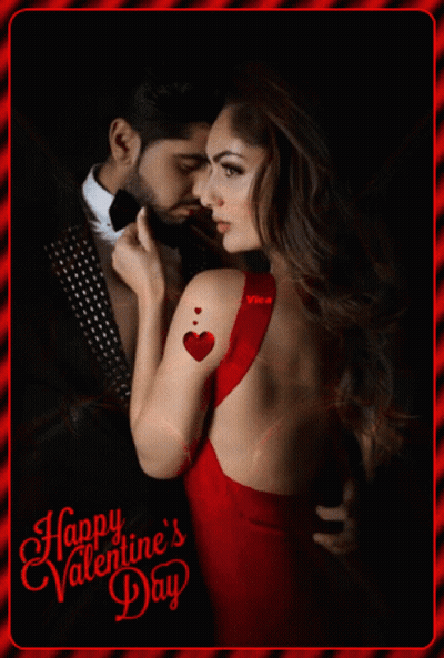 Happy Valentine's Day Card With Man And Woman GIF