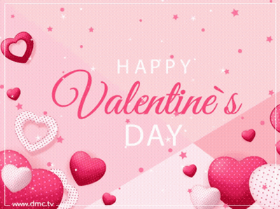 Happy Valentine's Day Card With Pink Hearts GIF