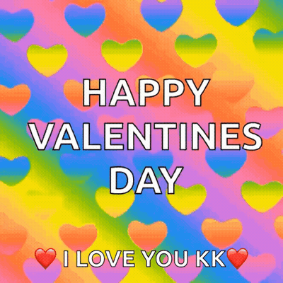 Happy Valentine's Day Card With Rainbow Hearts GIF
