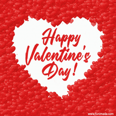 Happy Valentine's Day Card With Red Hearts GIF