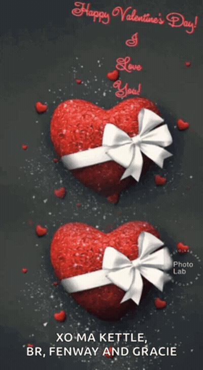 Happy Valentine's Day Card With Two Hearts