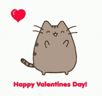 Happy Valentine's Day Cat With Red Heart GIF