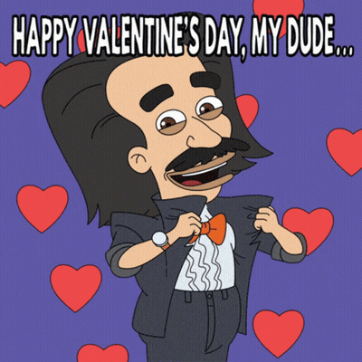 Happy Valentine's Day Greeting Card With Cartoon Character GIF