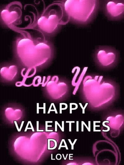 Happy Valentine's Day Greeting Card With Pink Hearts GIF