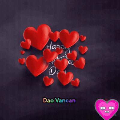 Happy Valentine's Day Greeting Card With Red Hearts GIF