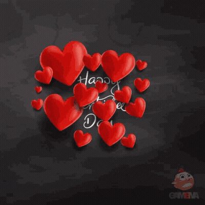 Happy Valentine's Day Greeting Card With Red Hearts GIF